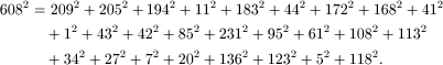 608^2 = sum of 26 squares